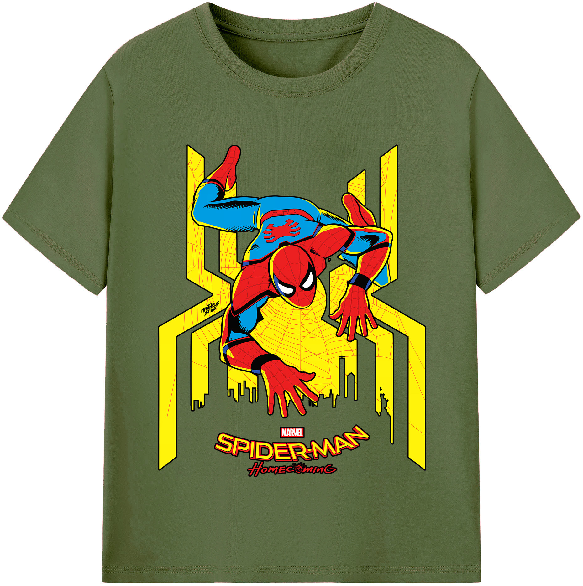 （画像用） Spider Man スパイダーマン 綿100％半袖Tシャツ（フロントプリント）